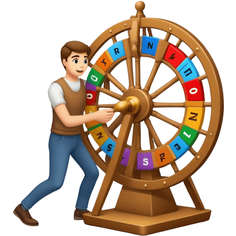 a man spinning the wheel of names emoji