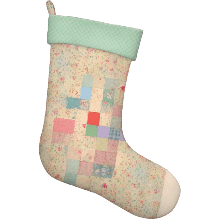 Coquette/cottage style Christmas stocking with pastel patchwork mini floral patterns emoji