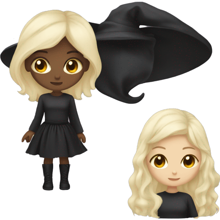 girl witch blonde and black hair  emoji