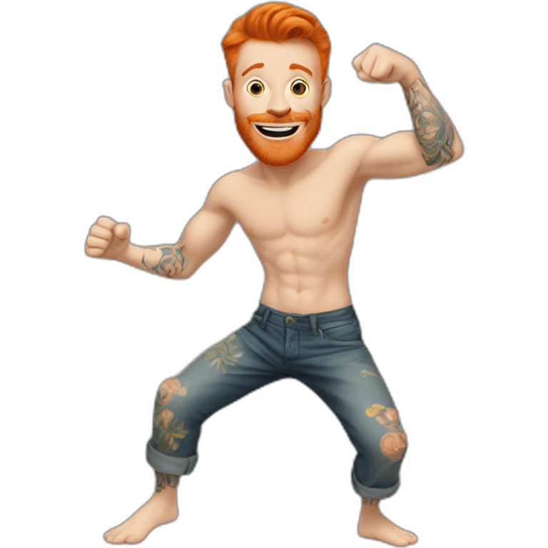 ginger guy with tattoos doing cool dance move emoji