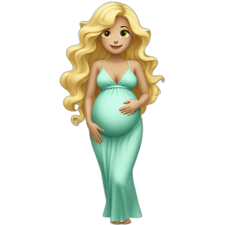 adorable pregnant blond full body women with beach-wave-hair emoji