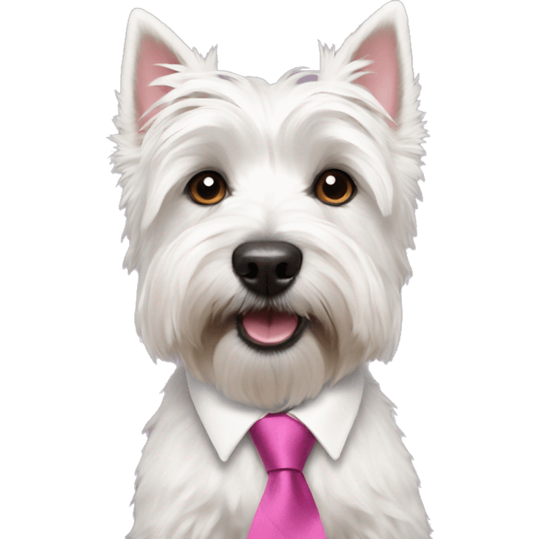 Westie with pink tie emoji