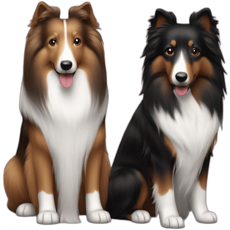 sable and bi-black shelties are friends emoji