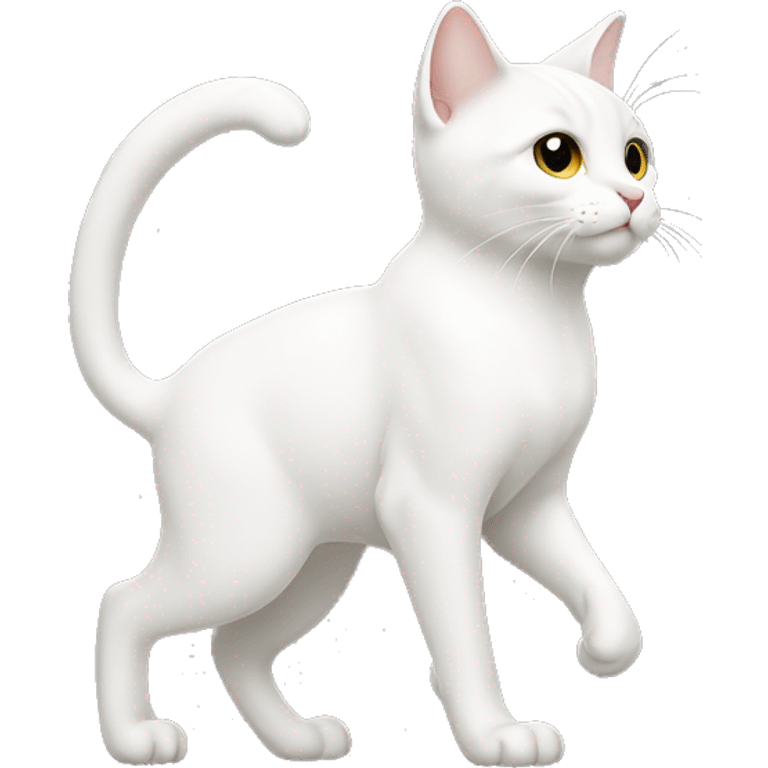 White cat walking to the left seen from the side emoji