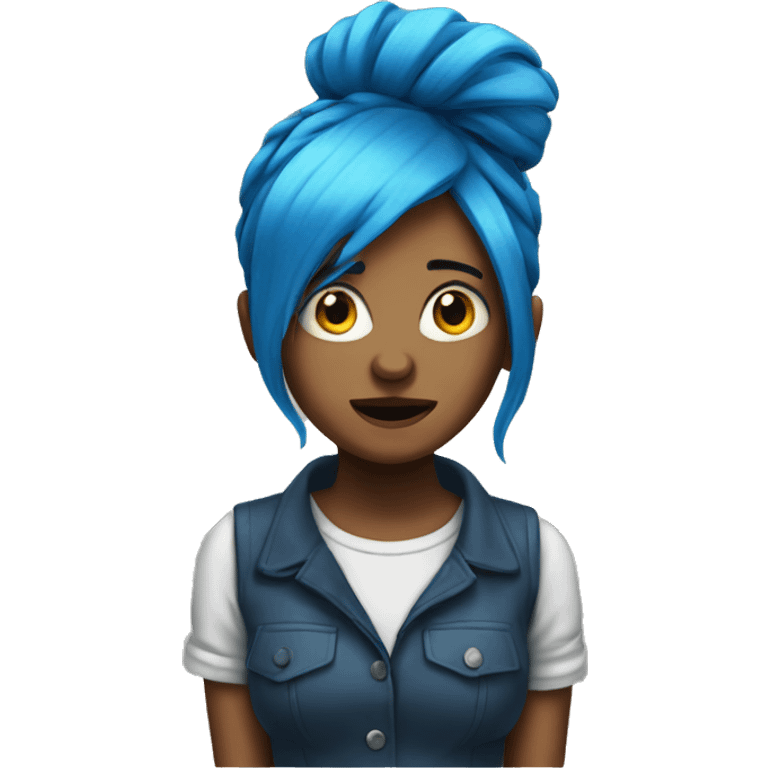 Mad blue hair girl emoji