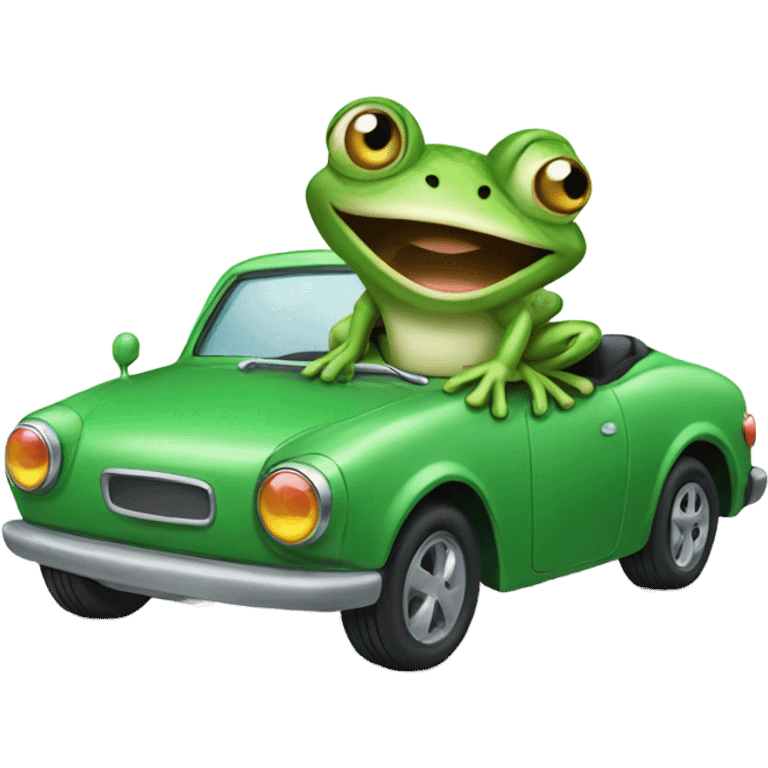 Frog with car  emoji