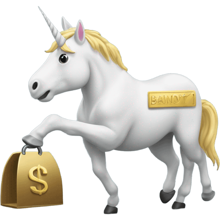 Unicorn robbing a bank emoji