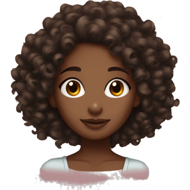 black girl curly hair with brown bunny emoji