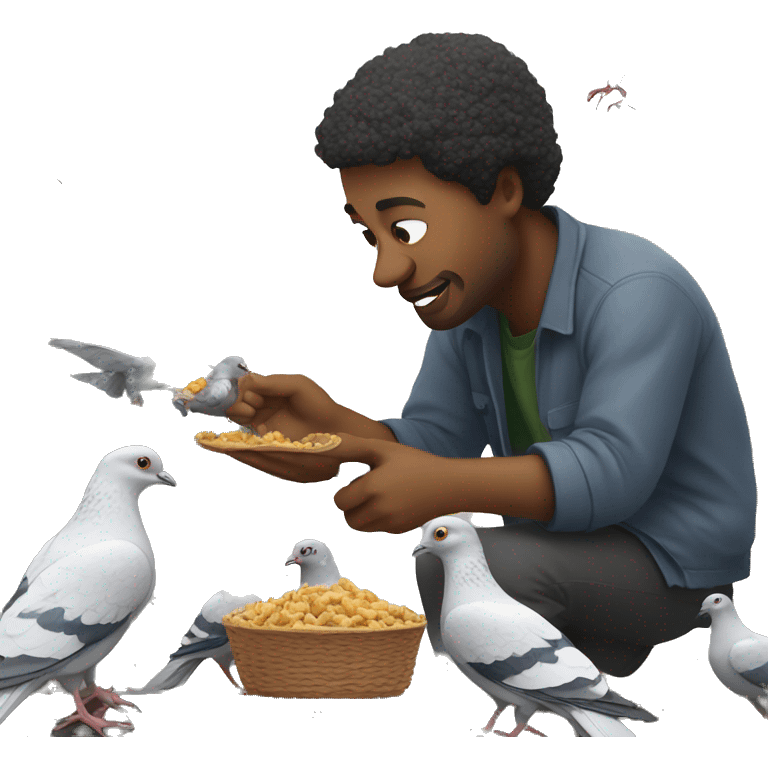 white man feeding pigeons emoji