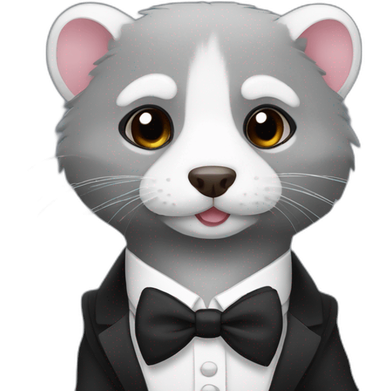 Gray Ferret in a tuxedo emoji