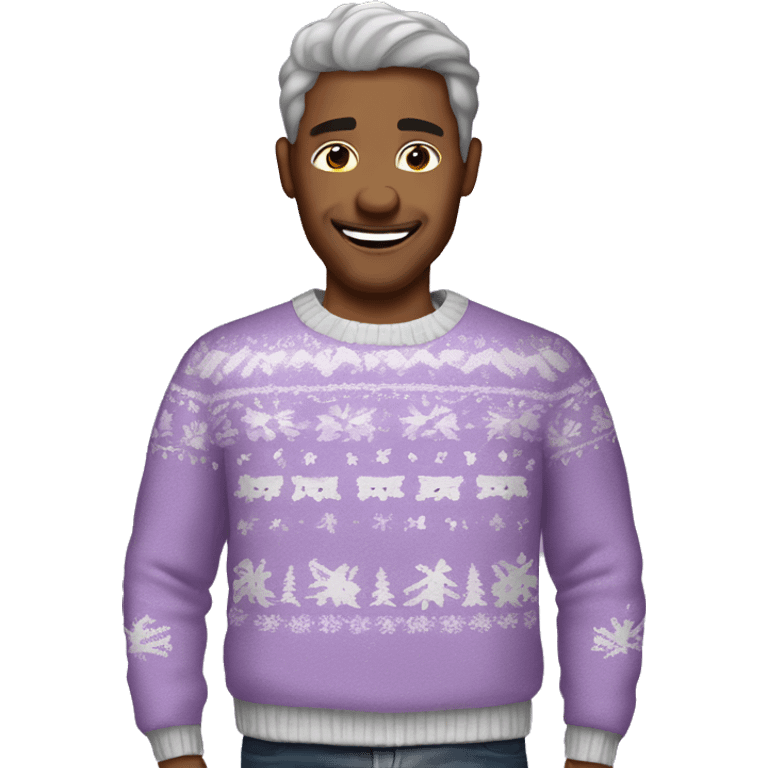 Realistic lilac ugly Christmas sweater. emoji