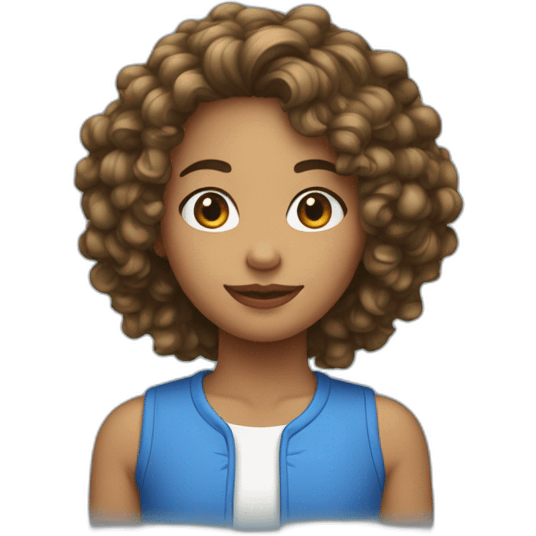 Fille au cheveux bouclés bleu  emoji