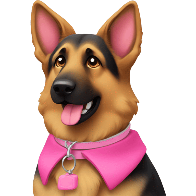 German shepherd with pink collar emoji