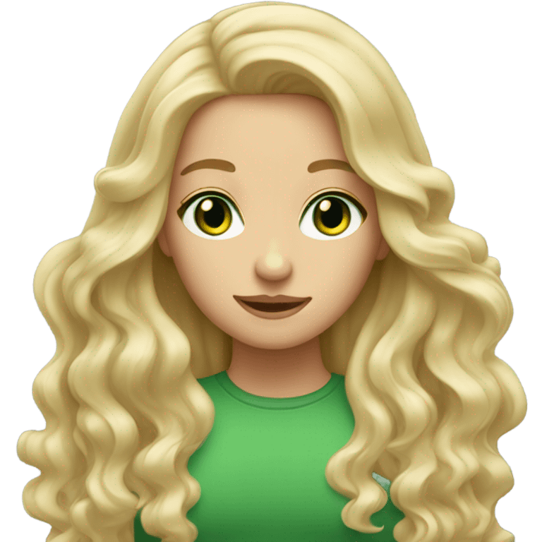 long wavy blonde hair girl green eyes emoji