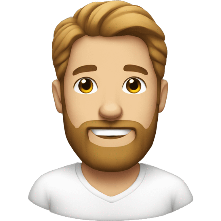 bearded guy in white shirt smiling  emoji