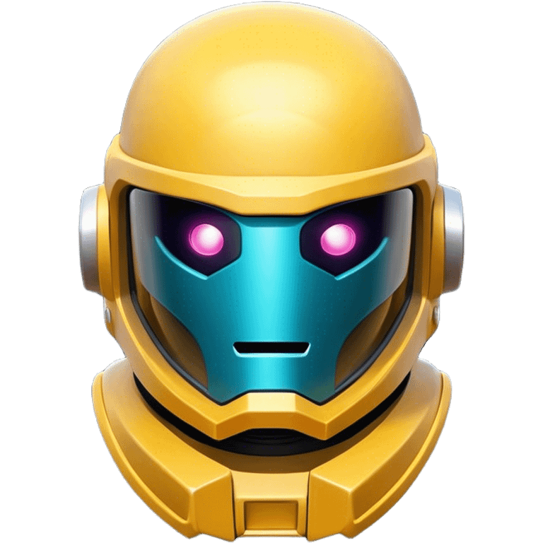 Clash of Clans aesthetic: Cinematic Playful 3D Isometric Space Helmet Emoji, rendered in a 3D vector-style similar to standard emojis with minimal shading and bold, simplified shapes. A compact, distinct form with signature details, softly glowing with a futuristic sci-fi warfare charm. Simplified yet unmistakably iconic, highly detailed and consistent, glowing with a soft radiance and high shine. Stylized with a touch of high-tech brilliance and a soft glowing outline, capturing the essence of a beloved gaming relic with a friendly, playful manner! emoji