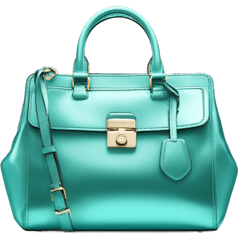 Realistic isolated metallic tiffany blue Michael Kors satchel purse.  emoji