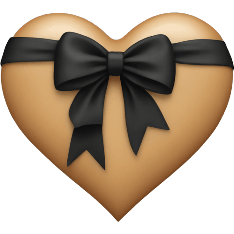 tan heart with black bow around it emoji