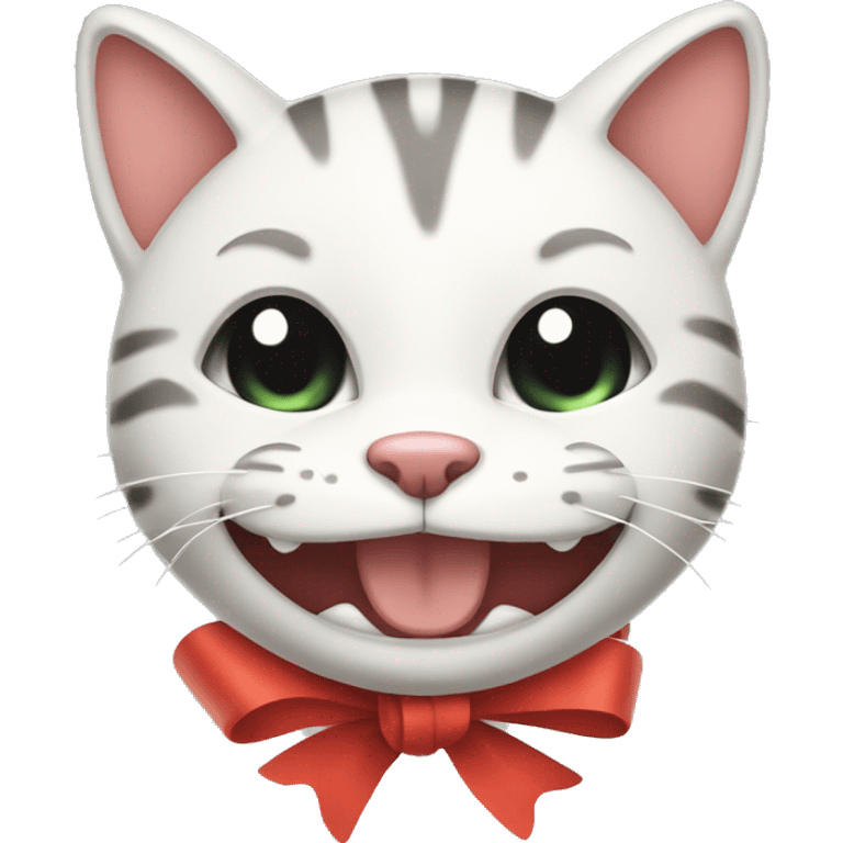 GRINNING CAT WITH RIBBON emoji