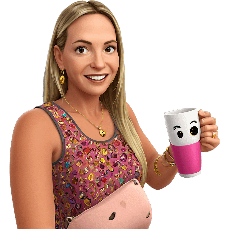 smiling girl with jewelry cup emoji