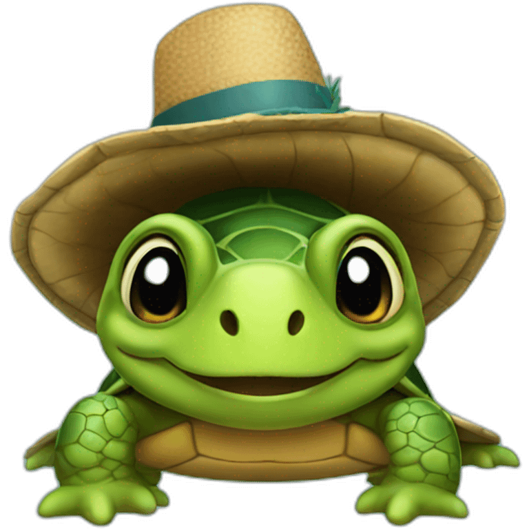 Turtle wearing a hat emoji