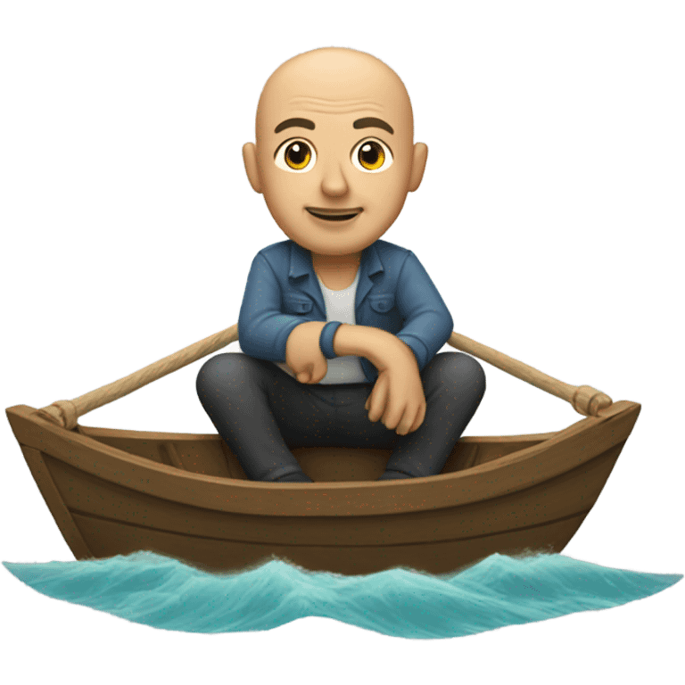 Bald man on a boat emoji