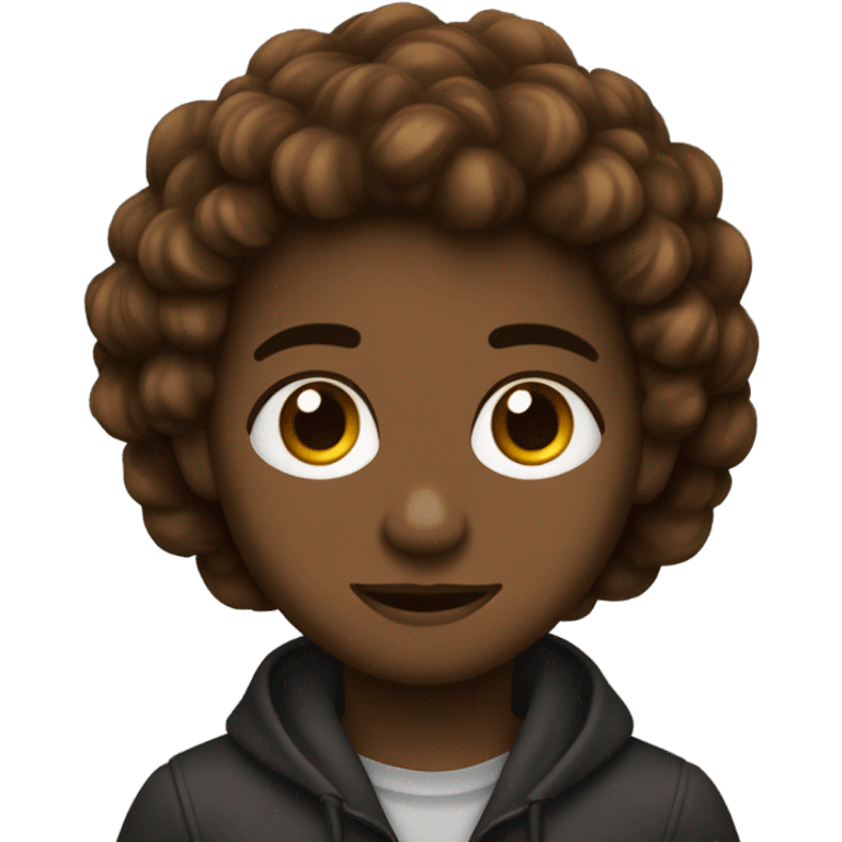 Adolescente com cabelo ondulado leve e mkarrom bem escuro, pele bem branca, olhos castanhos escuros  emoji