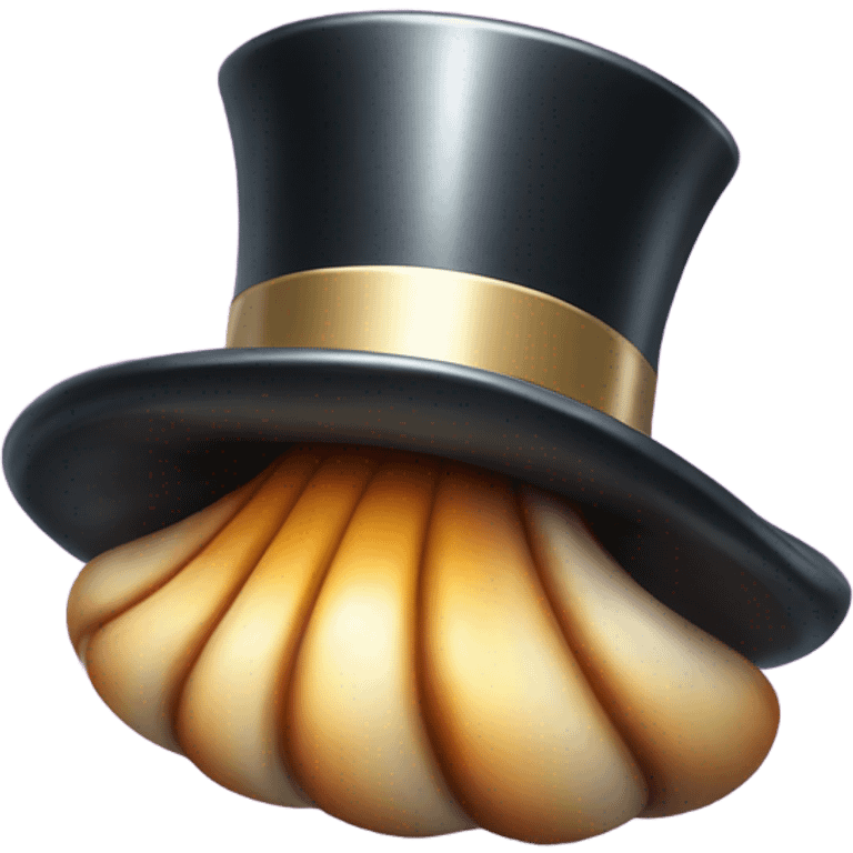 A clam wearing a top hat emoji