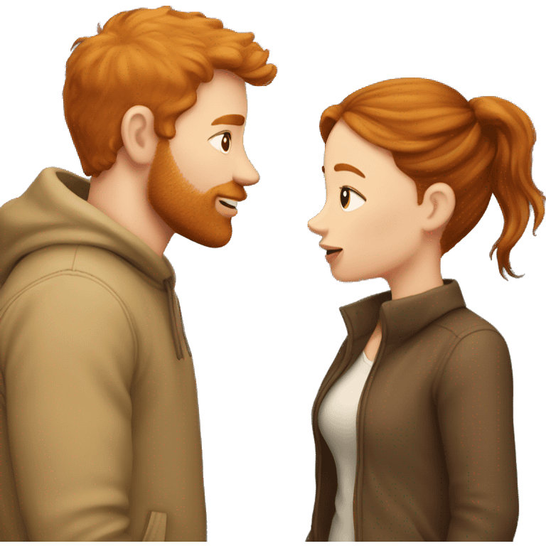 Brown hair girl kissing ginger guy emoji