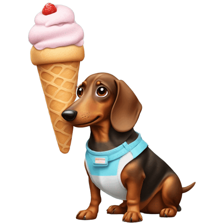 Sausage dog holding an ice cream  emoji