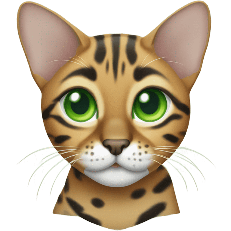 Bengal cat with green eyes emoji