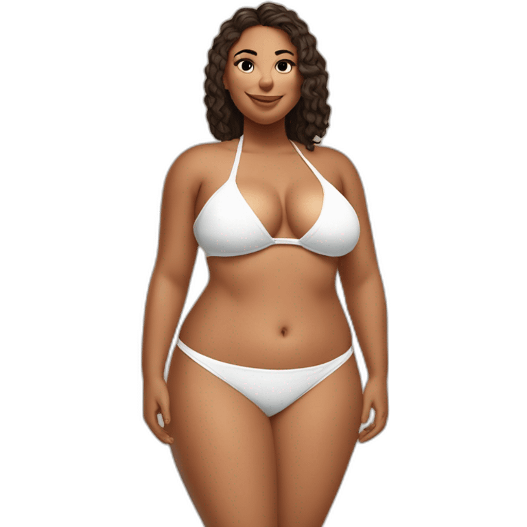 Thicc-fit Caucasian woman bikini cute (beach body) bed emoji