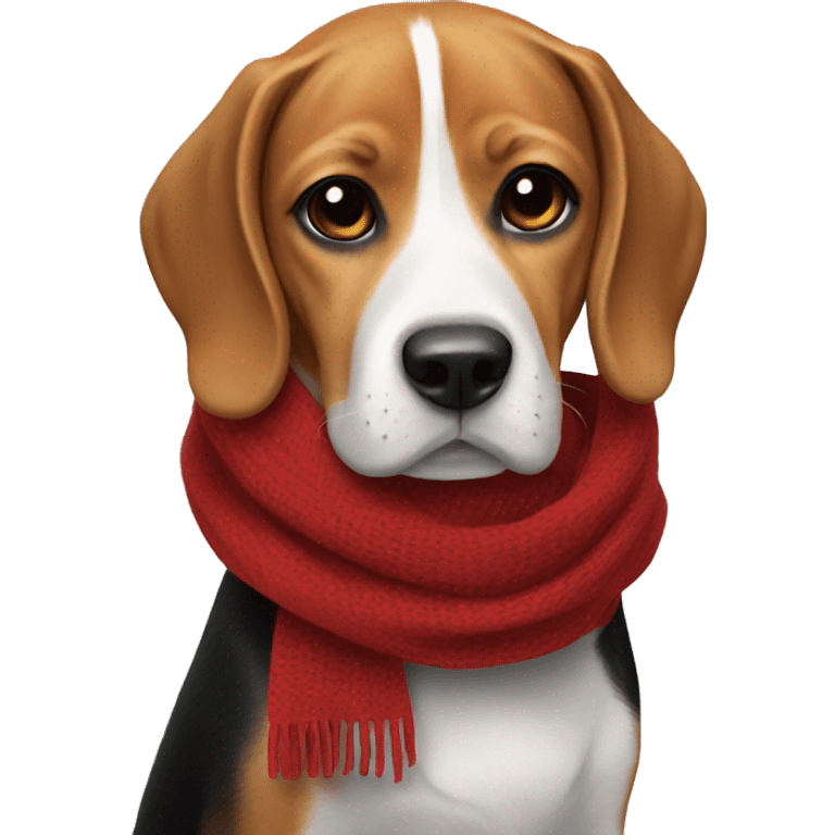 Beagle wearing a black and read scarf emoji