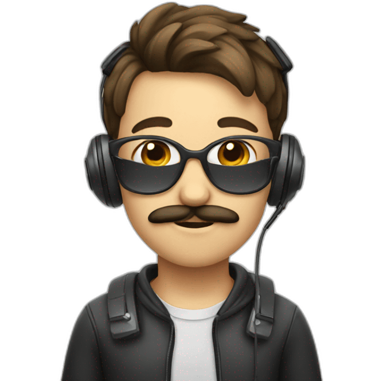 Boy with moustache and headset emoji