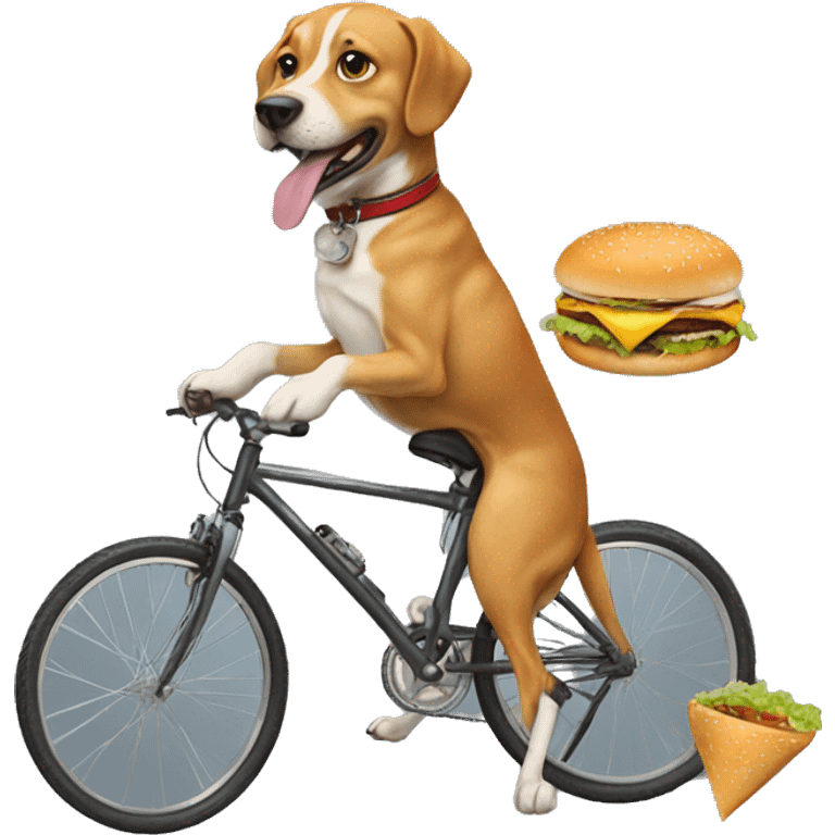 Dog with a bicycle and cheeseburger  emoji