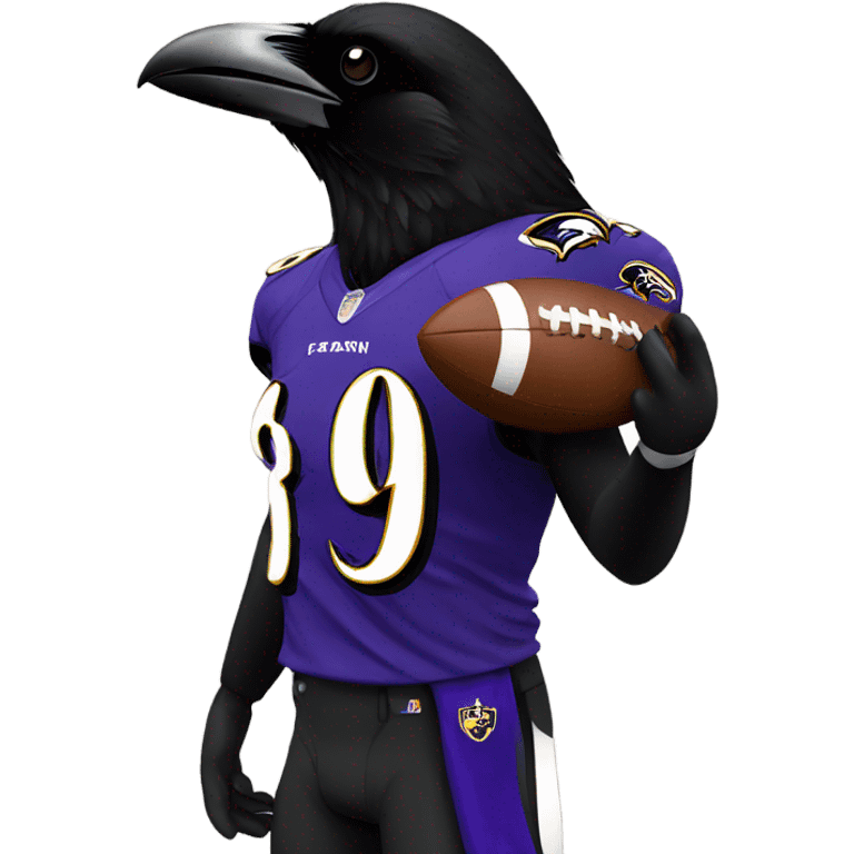 Baltimore Raven holding a football emoji