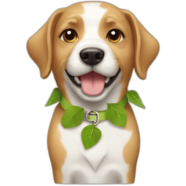 dog with collar and leaf emoji