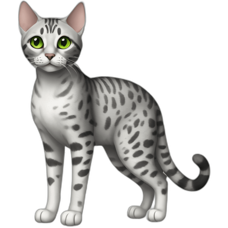 Egyptian Mau cat with green eyes, full-height emoji