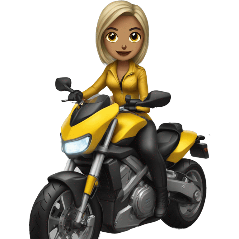 Woman and can am motocicleta amarilla emoji