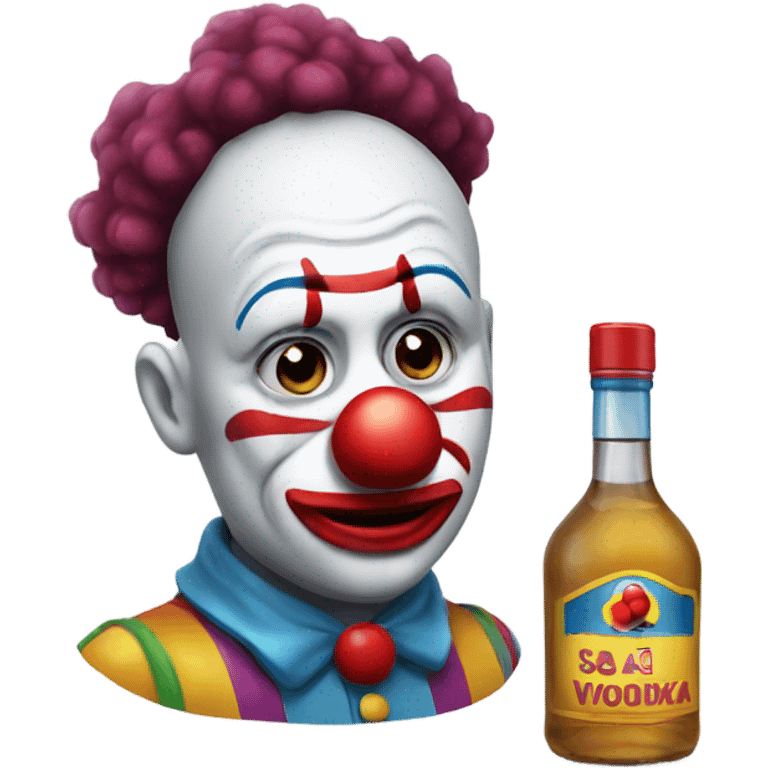 clown emoji sad with bottle of vodka emoji