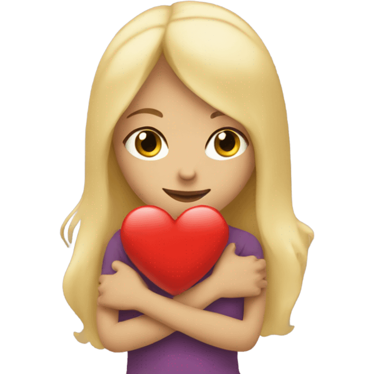 Blonde girl hugging a heart  emoji