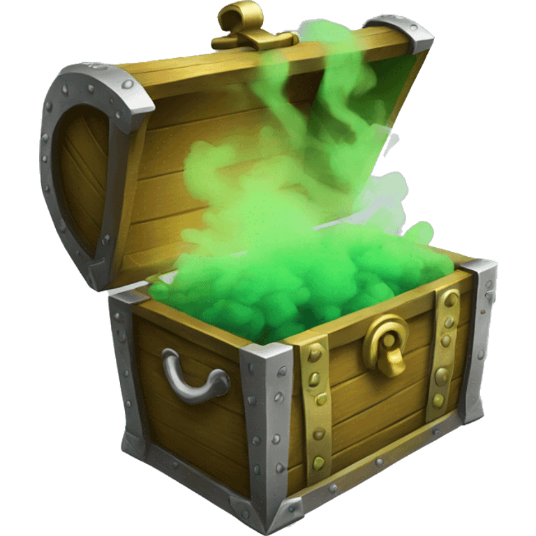 open treasure chest with green smoke coming out emoji