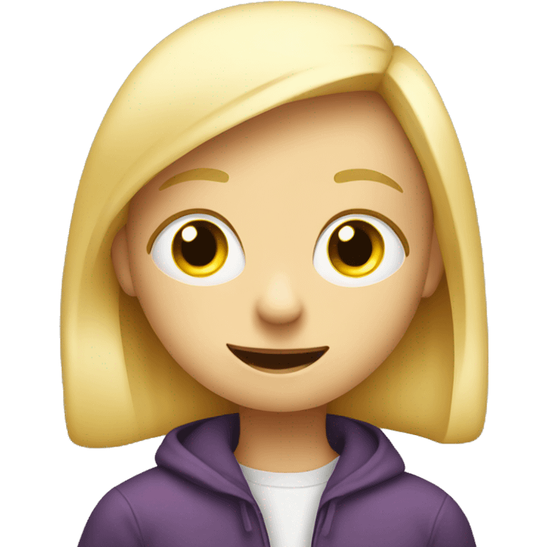 talking blond child with speech bubble near emoji