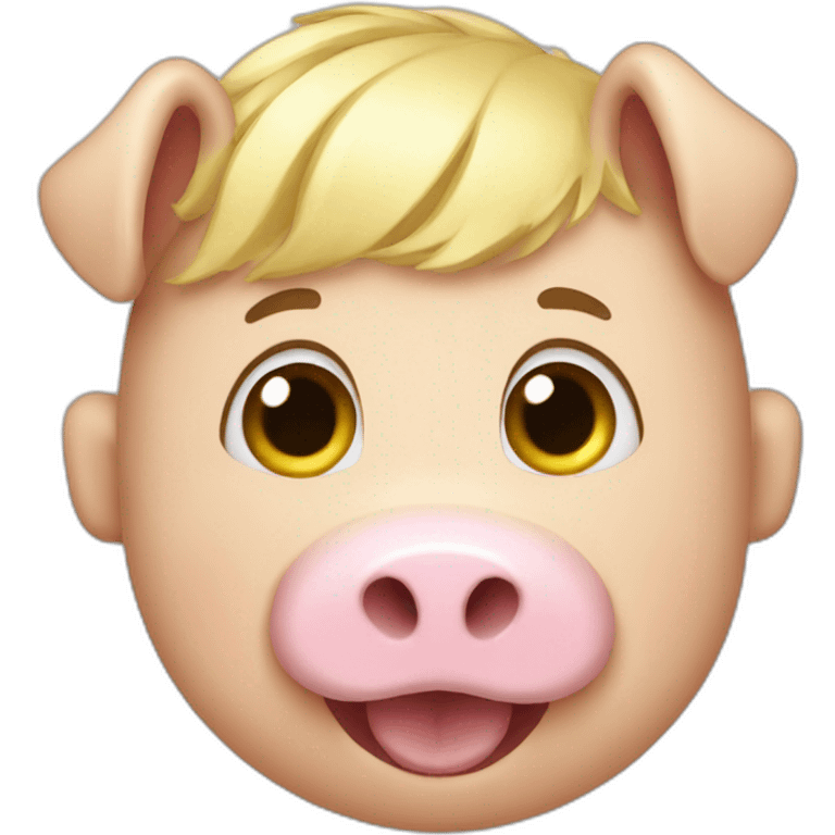 squealing pig with short blonde hair emoji