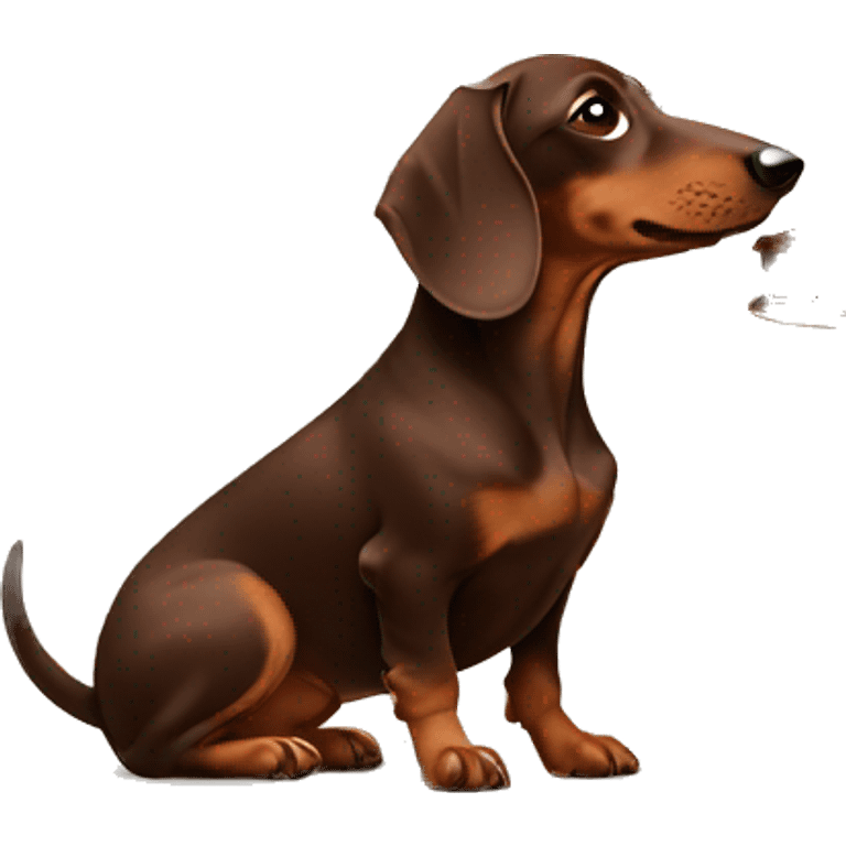 Dachshund chocolate and tan eating   emoji