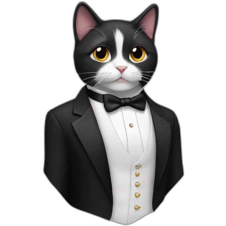 A cat with a tuxedo emoji