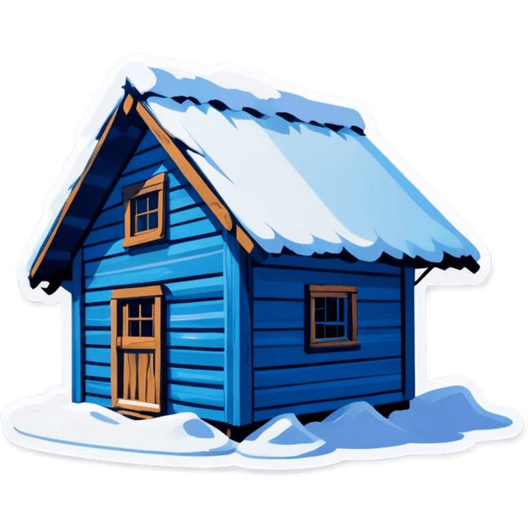 Blue wooden big hut, in winter emoji