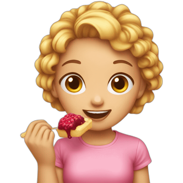 Girl eating a sweet emoji