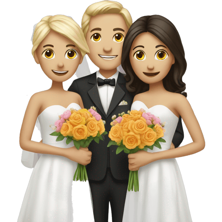 wedding couple with flowers emoji