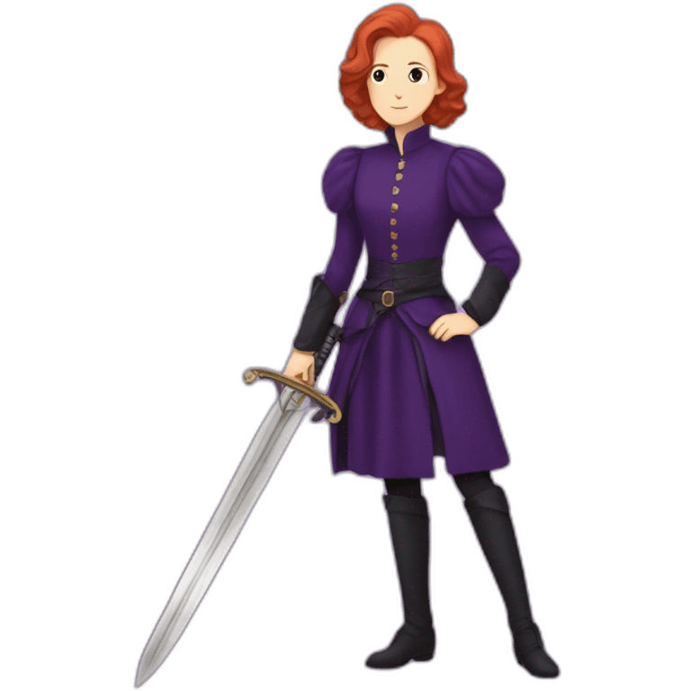 Audrey fleurot in purple with sword emoji